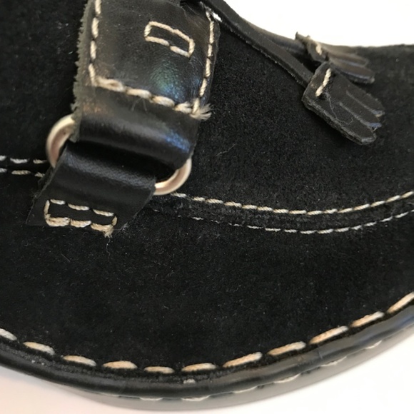 NICOLE Platform Mule Clogs Leather Black Slip On Heeled Clogs Markie Size 8 - Picture 7 of 16